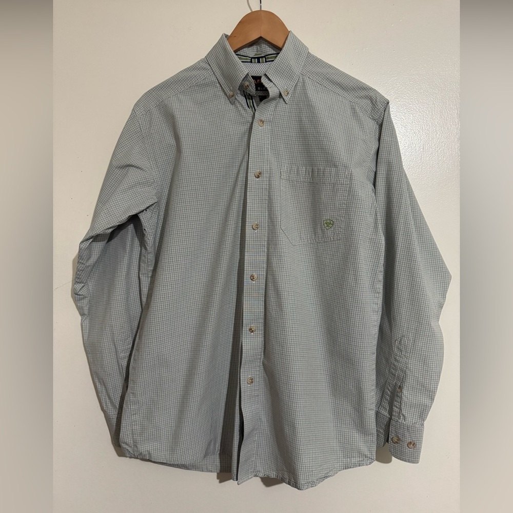 Ariat Pro series Men's Classic Green blue Checkered button Shirt small
